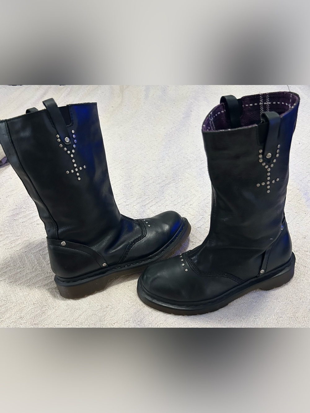 Dr Marten's Boots Alexia Mid Calf Black Leather Studded Rare VTG Wome’s Size 8